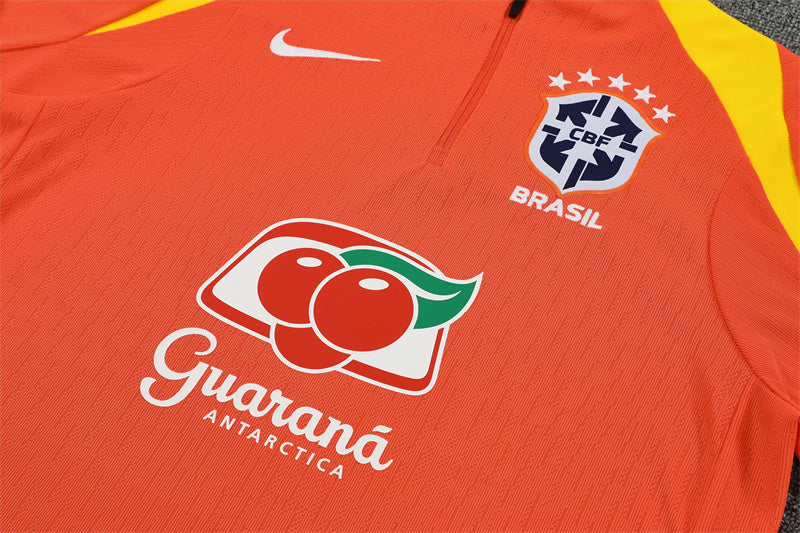 2025/2026 Brazil Orange Half-Pull Tracksuit