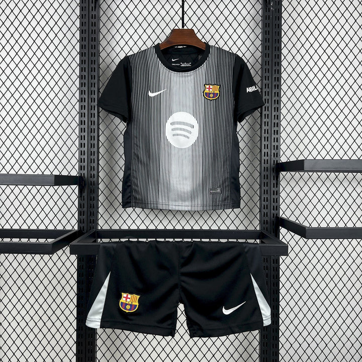 2025/2026 Kids Size Barcelona Black Goalkeeper Football Kit