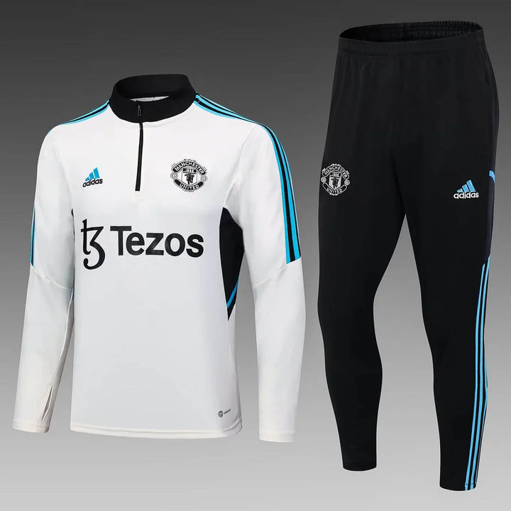 2023/2024 Manchester United Half-Pull Tracksuit  White Thai Quality