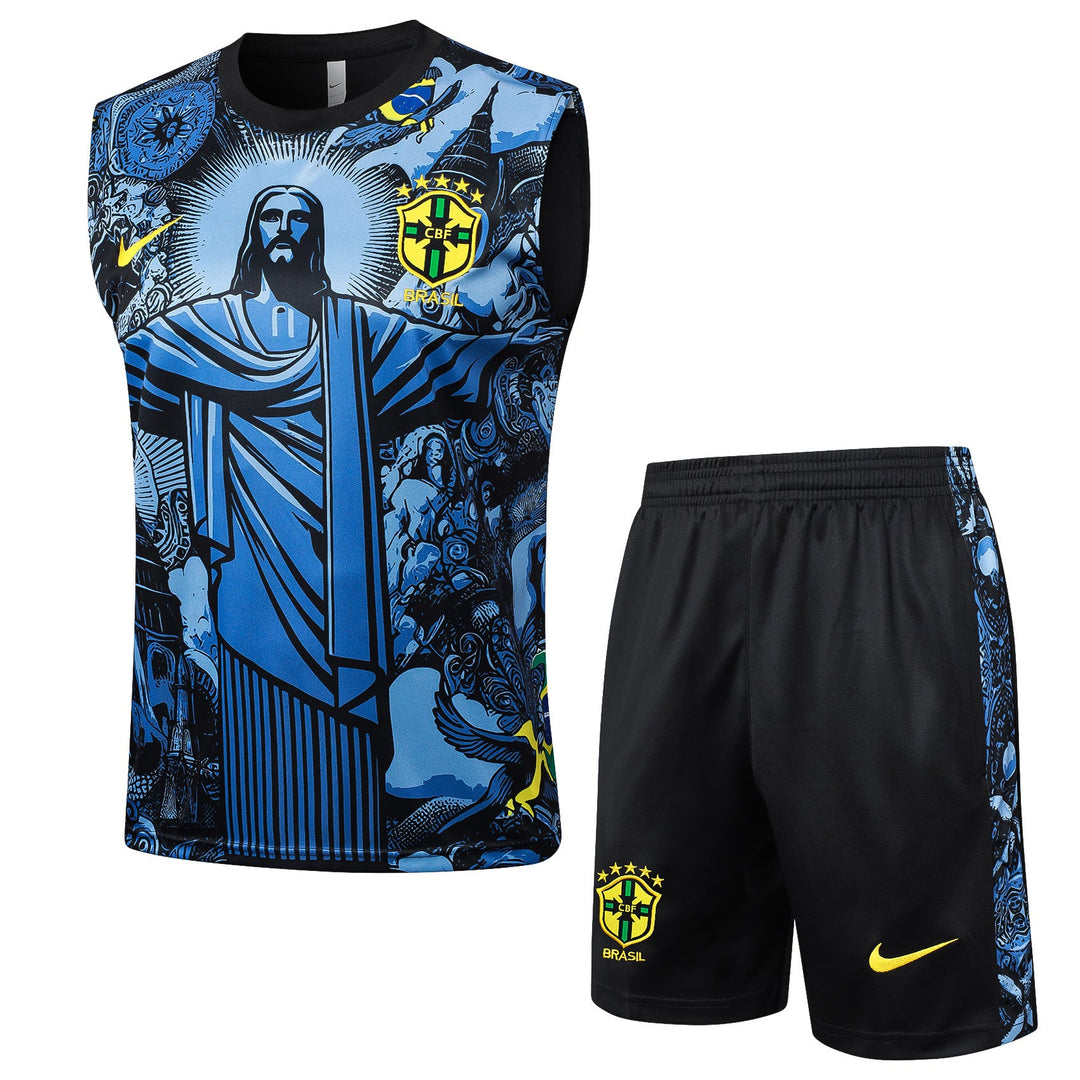 Brazil "Jesus" Blue Tank Top Set