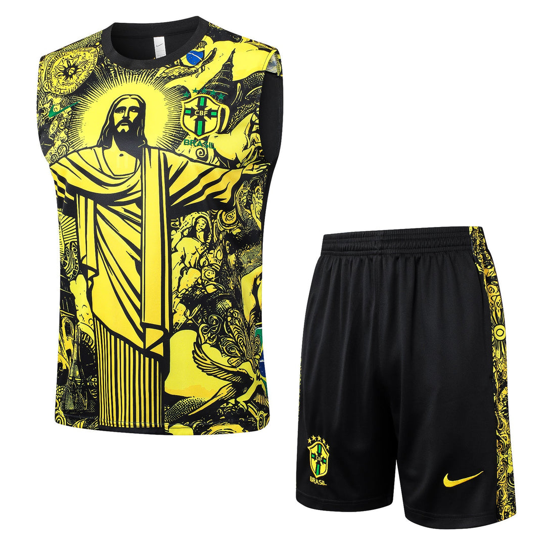 Brazil "Jesus" Yellow Tank Top Set