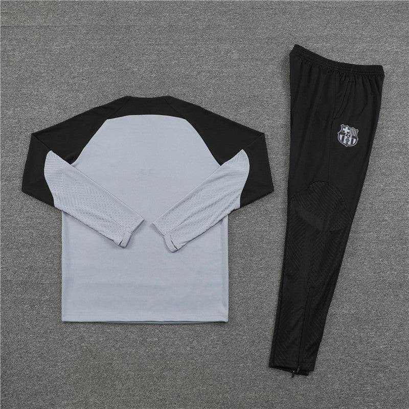 2024/2025 Barcelona Half-Pull Tracksuit Grey Black