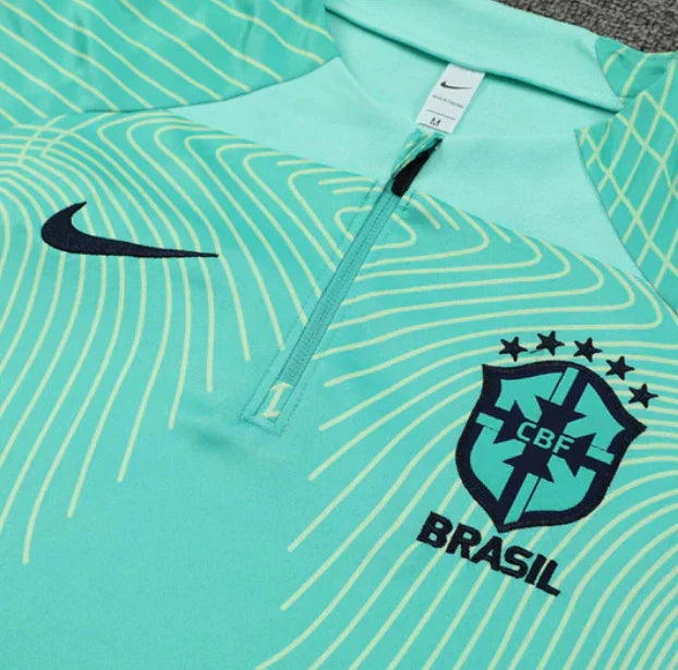 2024 Brazil Green Lake Blue Half-Pull Tracksuit