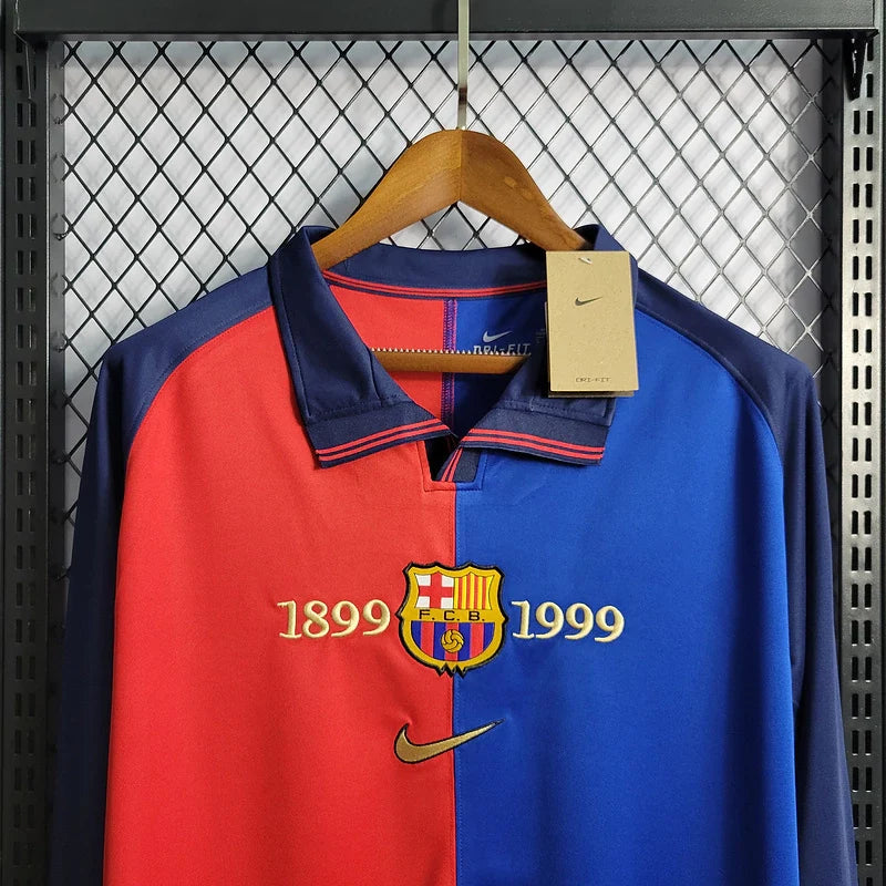 1999-2000 Retro Barcelona 100th Anniversary Home Jersey Long Sleeve