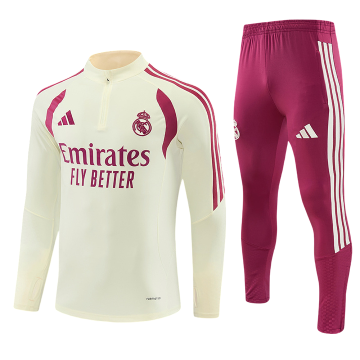 2026/2027 Real Madrid Beige and Pink Tracksuit
