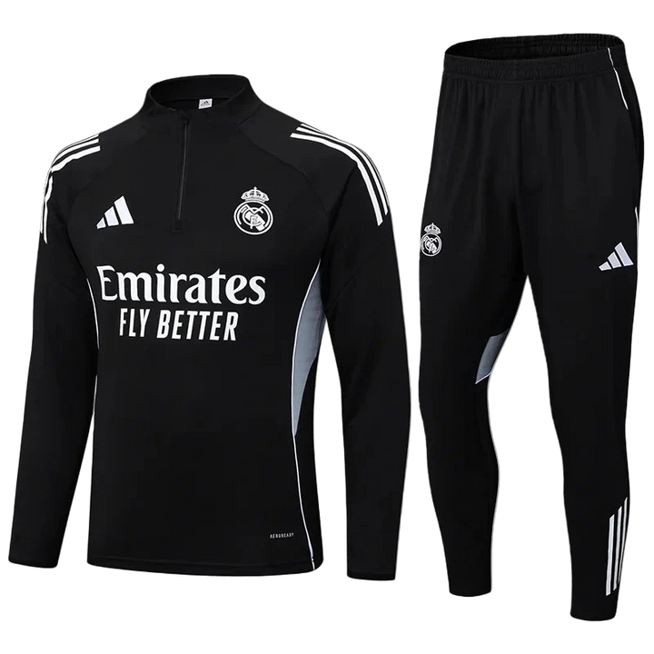 2025/2026 Real Madrid Black Half-Pull Tracksuit