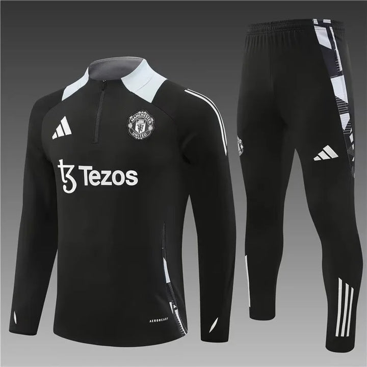 2024/2025 Manchester United Half-Pull Training Wear Black Football Shirt