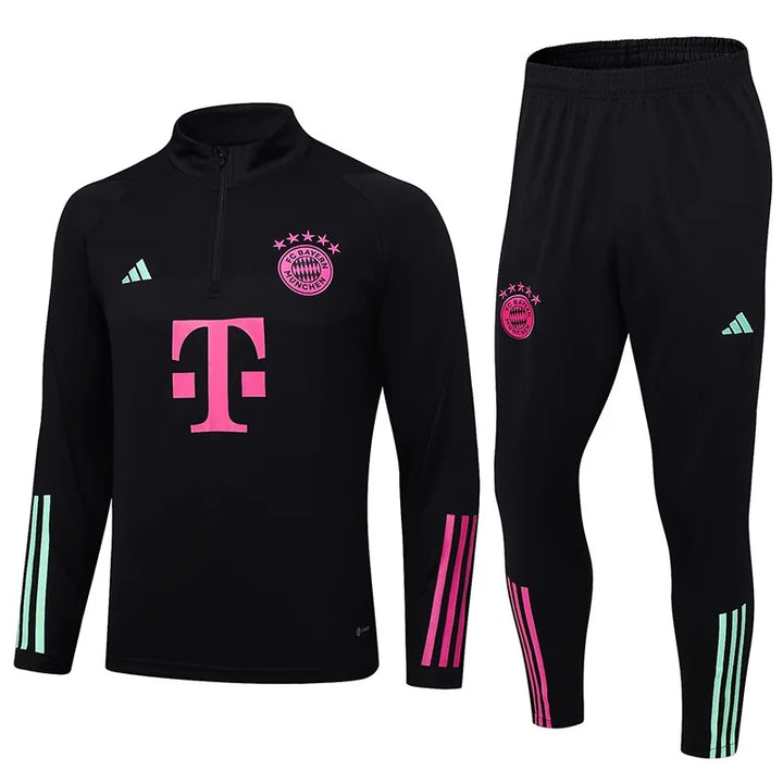 2023/2024 Bayern Munich Half-Pull Tracksuit Black Football Shirt 1:1 Thai Quality