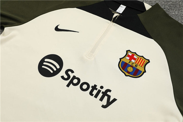 2023/2024 Barcelona Half-Pull Tracksuit Green