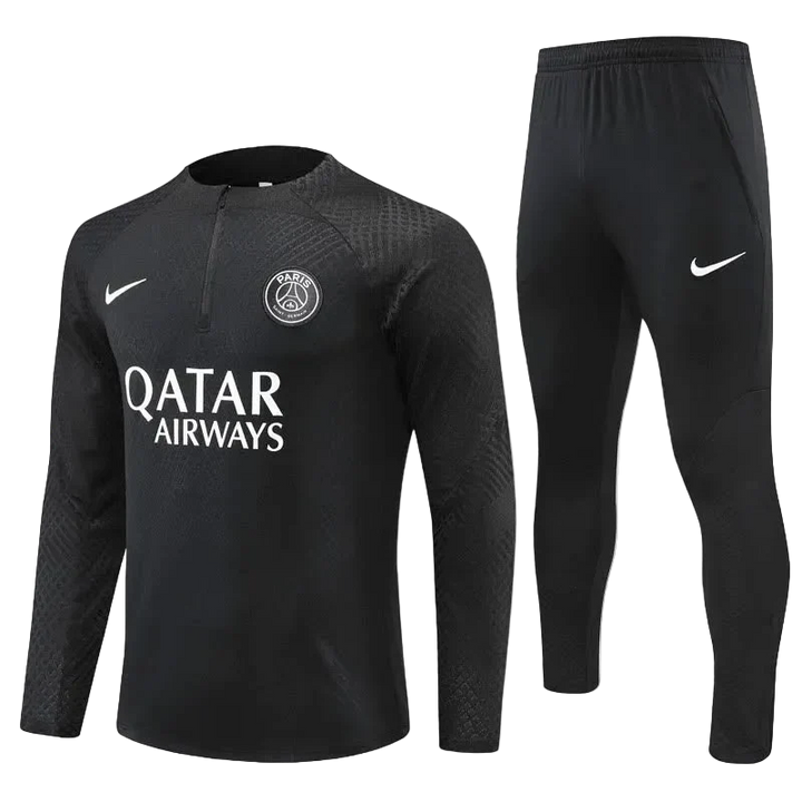 2022/2023 PSG Paris Saint-Germain Full Black Half-Pull Tracksuit